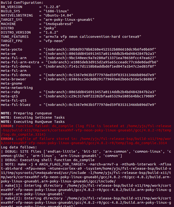 local.conf 를 수정하고 bitbake를 했는데 에러가 납니다. NXP Community