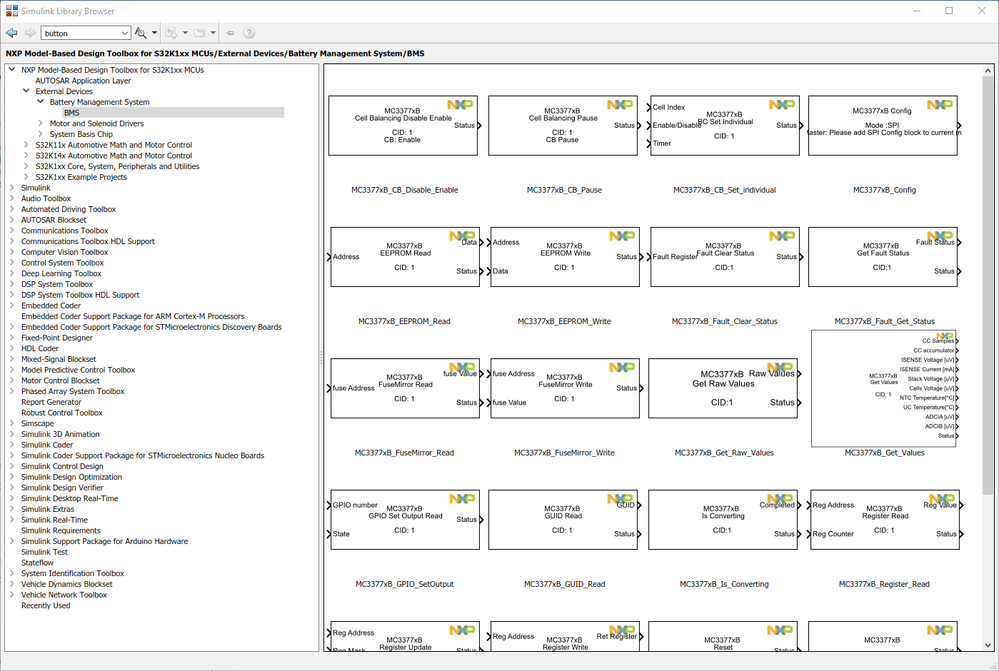 NXP Model-Based Design Battery Cell Controllers library