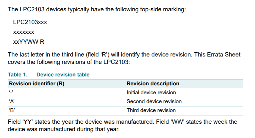 Re: LPC2103FBD48 packaging marking meaning - NXP Community