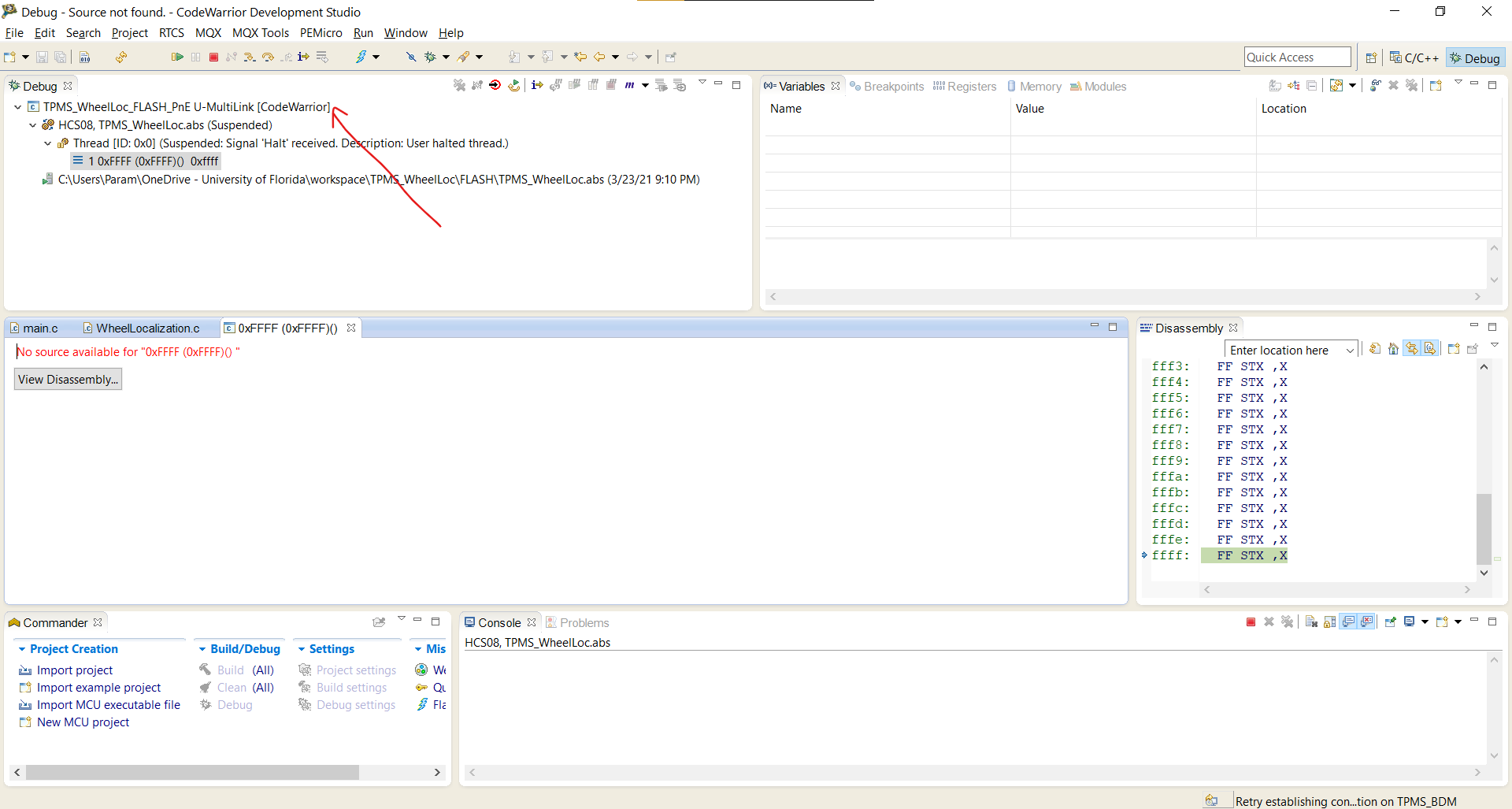 Source not found error while debugging - NXP Community
