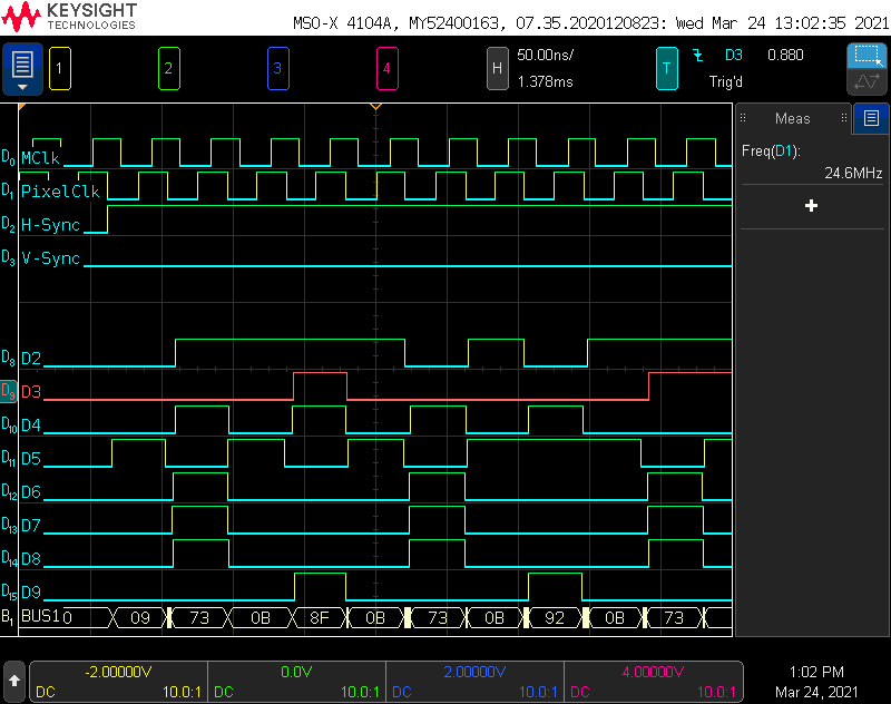 First pixels on 2nd image line