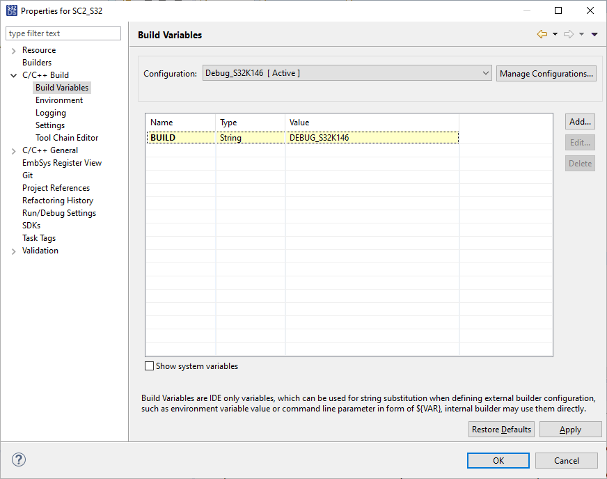 Solved: Build variable not usable in external tools configuration - NXP ...