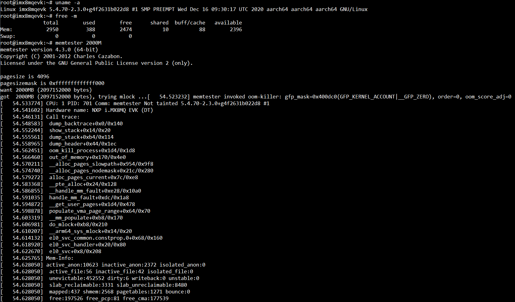 解決済み: i.MX8QXP memtester failed to run problem - NXP Community