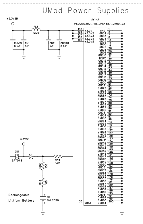 MicroModule (UMOD) Sodimm power supplies showing VBAT circuitry
