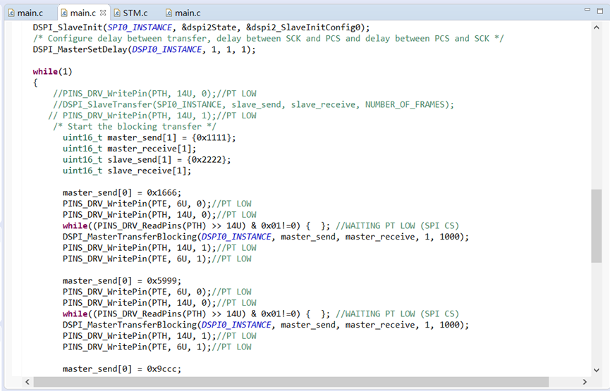 When I put the code of DSPI-send into the STM interrupt, the DSPI ...