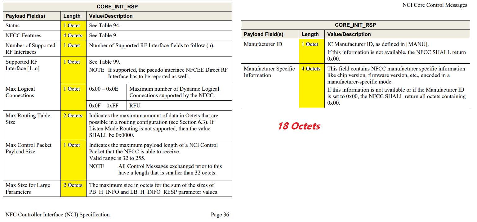 [PN7150] Why is the CORE_INIT_RSP payload 25 bytes long? NXP Community