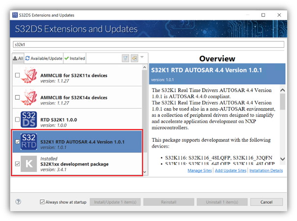 S32DS Extensions and Updates S32K1 RTD 101.png