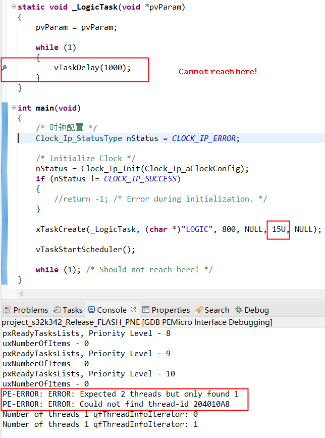 S32K344使用FreeRTOS跑最高优先级时，PE调试无法进行- NXP Community