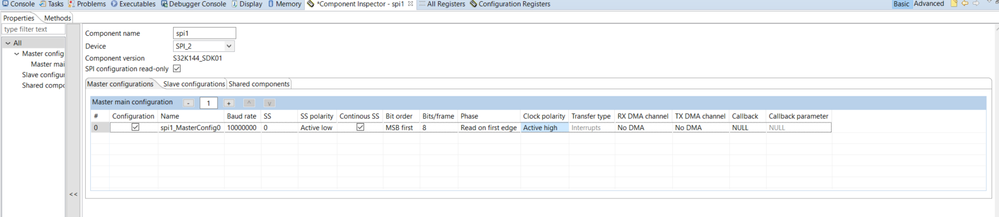 Spi master configuration