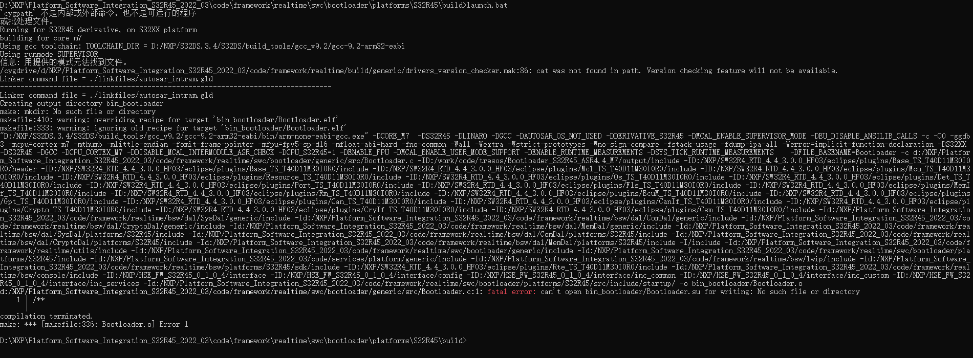 Solved: build the Bootloader for S32R45 failed - NXP Community