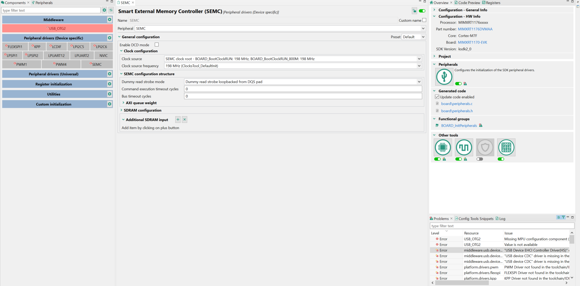MIMXRT1170 EVK SEMC issue in config tool - NXP Community