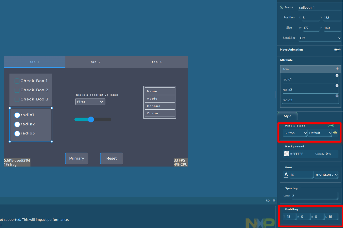 Solved Radio button main padding not applied NXP Community