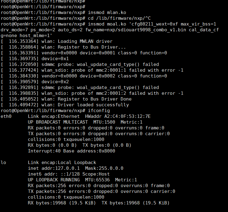 88W9098(WLAN:SDIO) loading driver with mmc error message - NXP Community