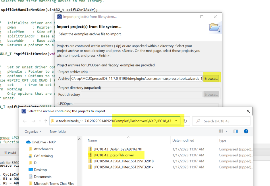 Writing one byte of data into external flash memory of NXP LPC4370 ...