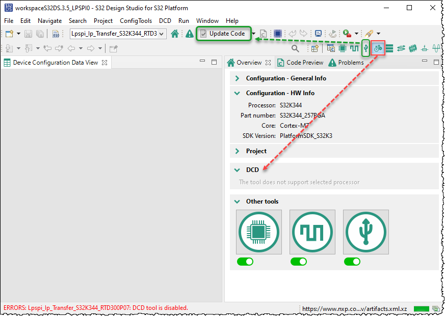 DCD tool does not support selected processor. Select different tool..png DCD tool does not support selected processor. Select different tool..png