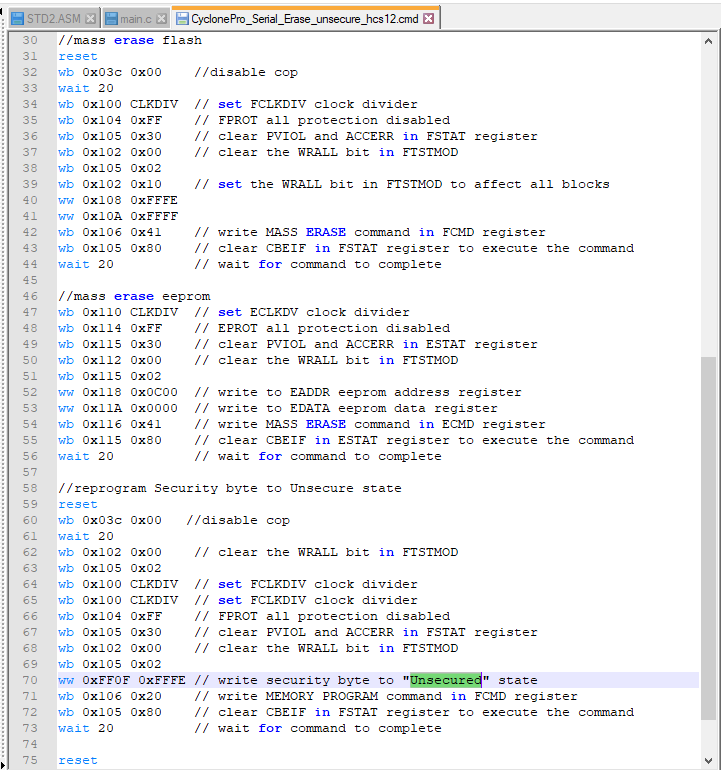 Dump/Flash the .hex file generated to the MC9S12A256 controller - NXP ...