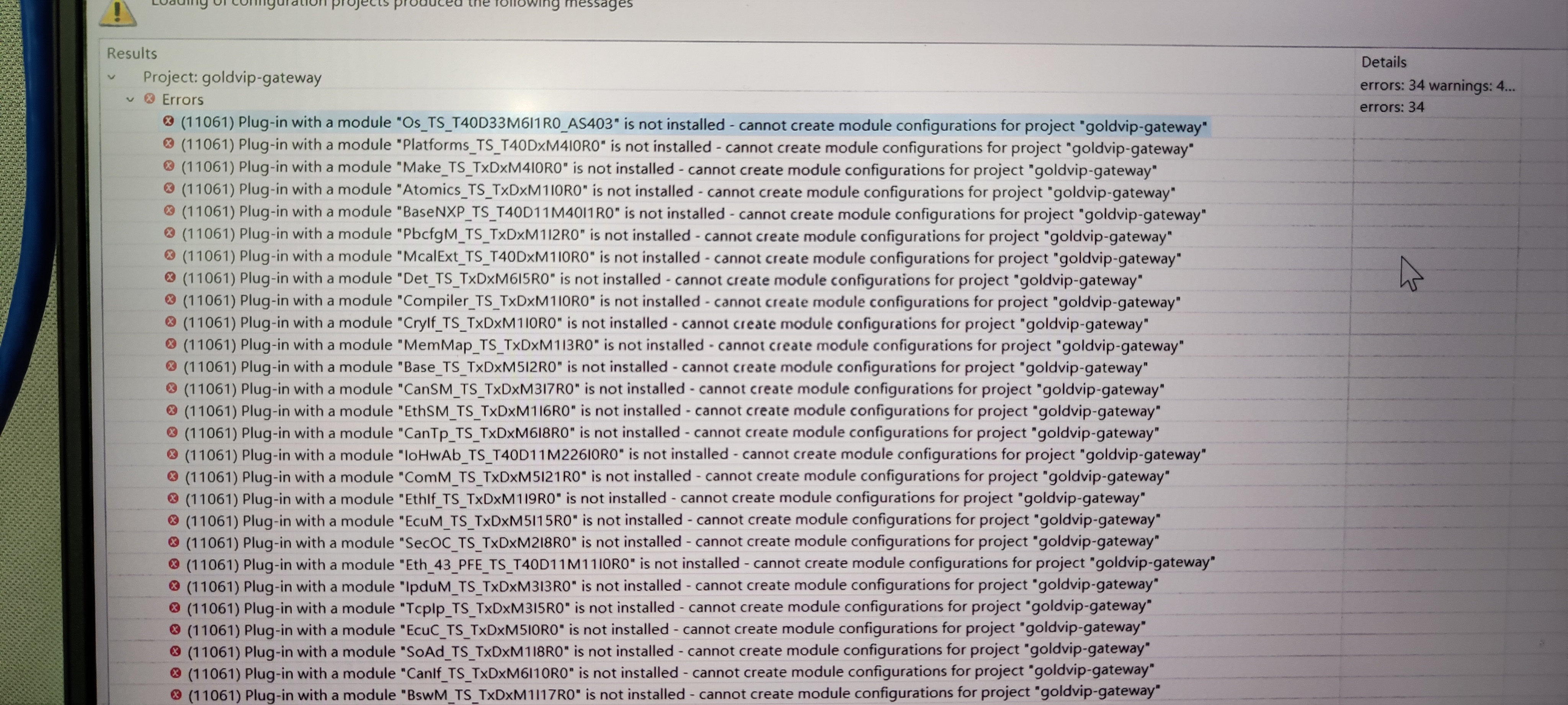 Upload the CAN-GW project of GoldVIP in EB error - NXP Community