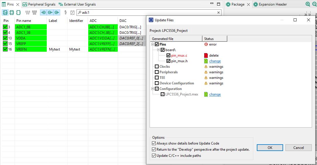 Peripheral Update Files can't generate code - NXP Community