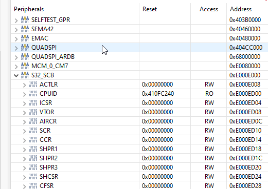 these is no SCB registers in peripheral registers view in s32ds - NXP ...