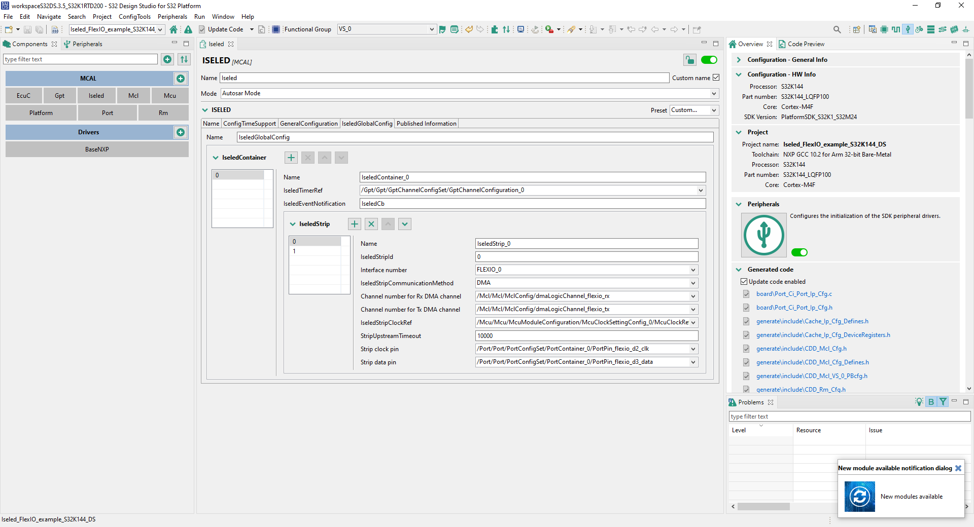 Solved: S32K1 ISELED R21-11 0.9.0 CD01 example project - NXP Community