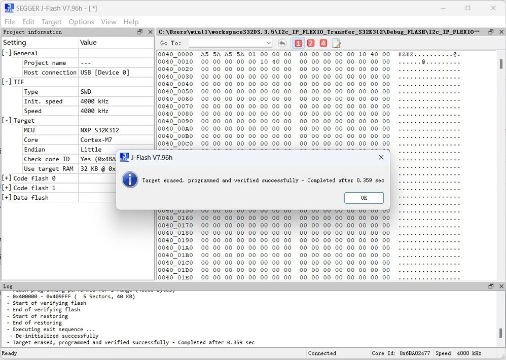 Solved Re Regarding the question of S32K312 using JLink for online