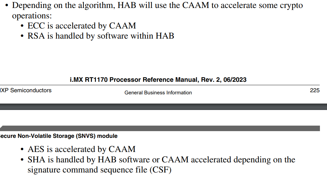 RT1170 Does HAB API signature verification conflict with CAAM module ...