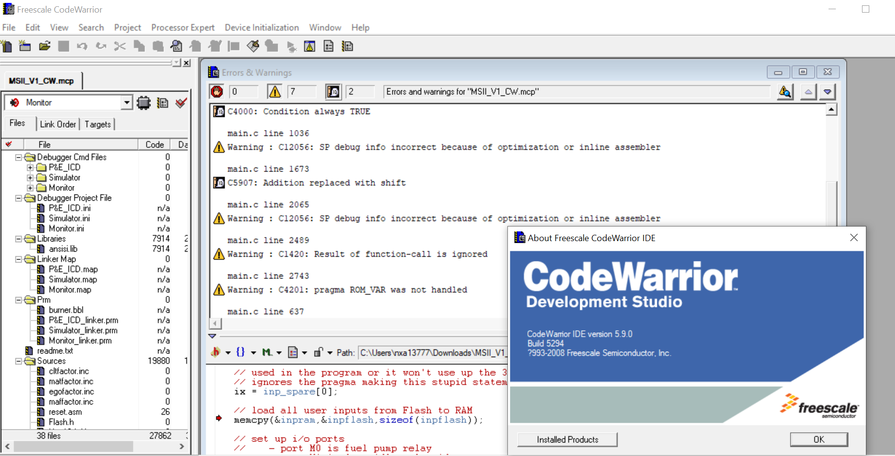 Re: Error message C44222 - NXP Community