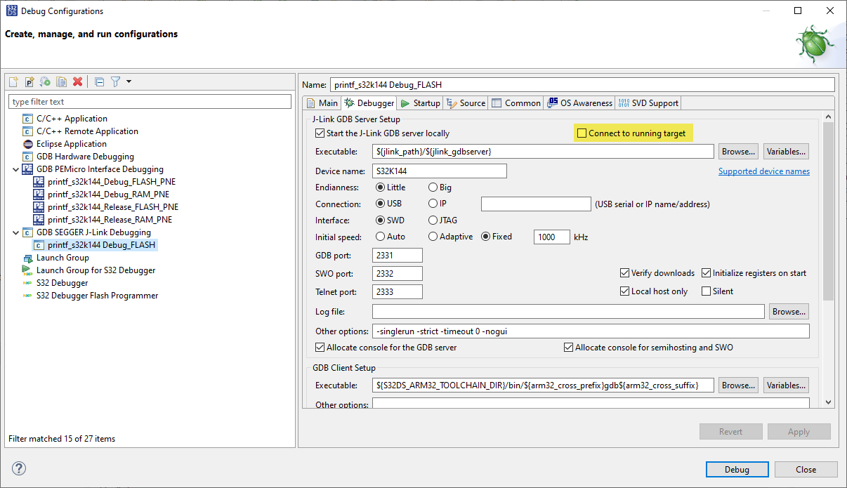 Unable to debug code in S32 design studio V3.4 - NXP Community