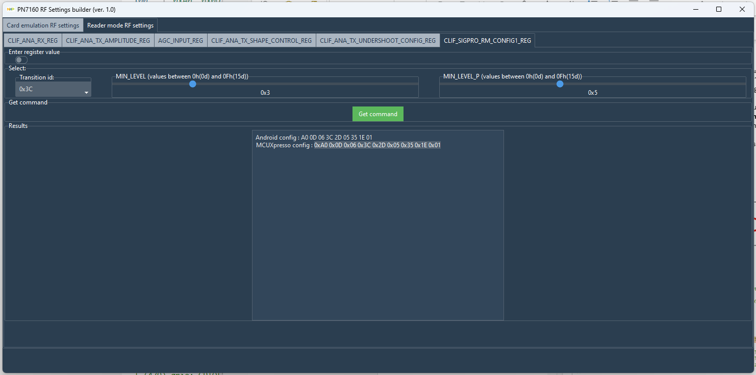 Change/fine tune RF settings PN7160 reader - NXP Community