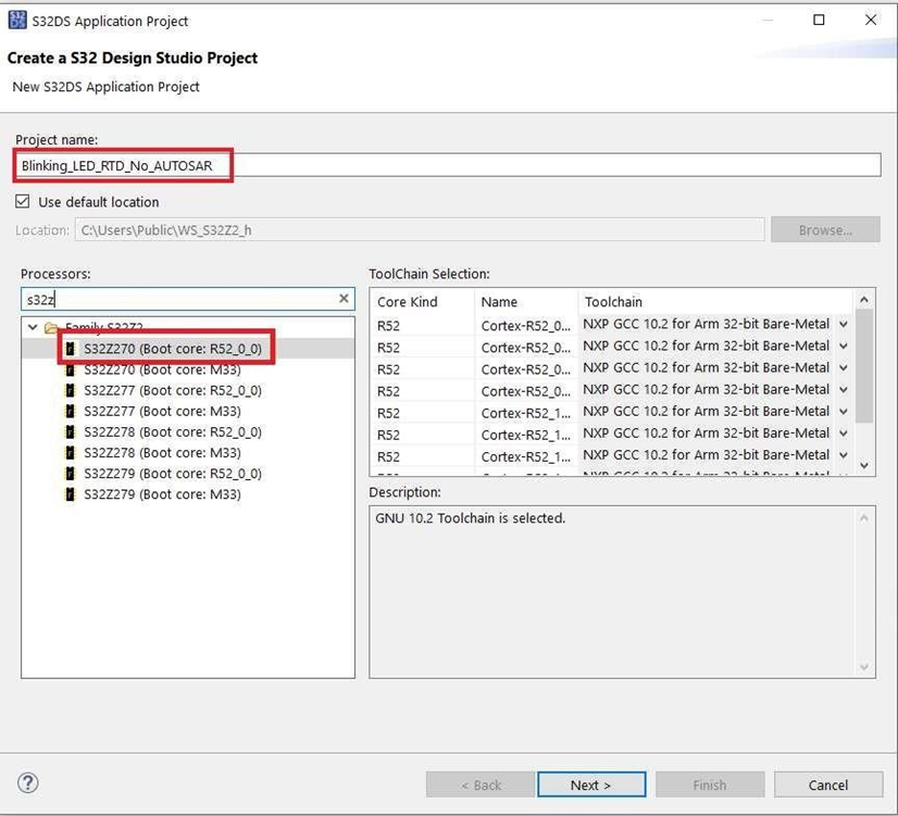 HOWTO: Create a Blinking LED application project for S32Z27x using S32 ...