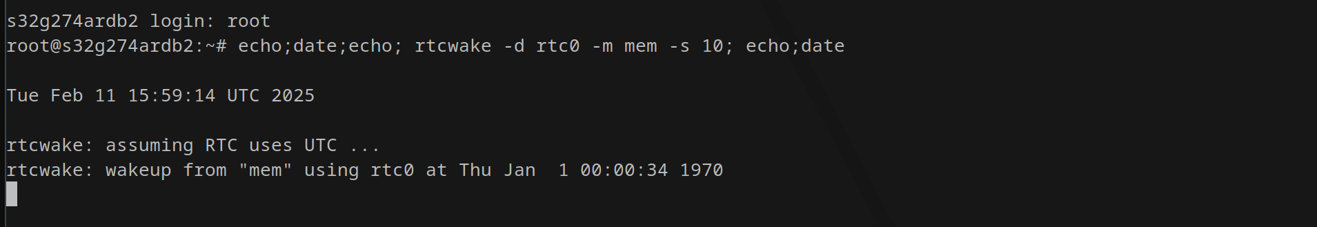 Suspend to RAM with RTC as Wakeup Source while a Program is Running on ...