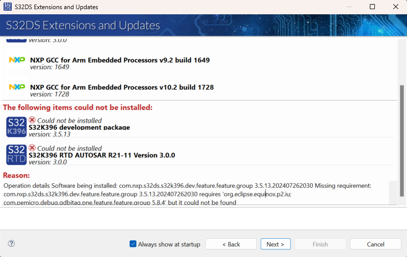 Solved: Installation of S32K396 Development Package and S32K396