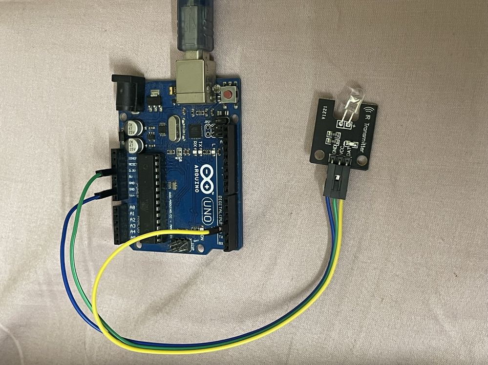 IR transmitter LED connected to Arduino Uno