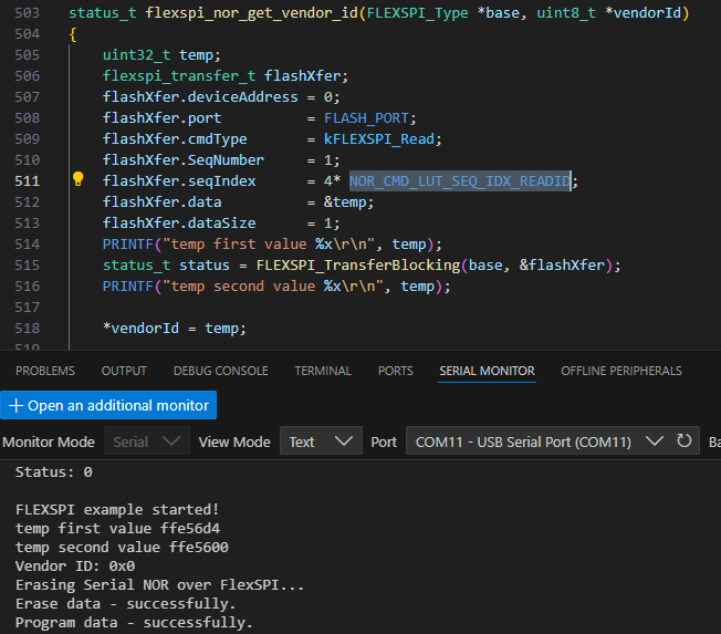 Vendor ID issue in Flexspi_nor_polling_transfer SDK example for ...