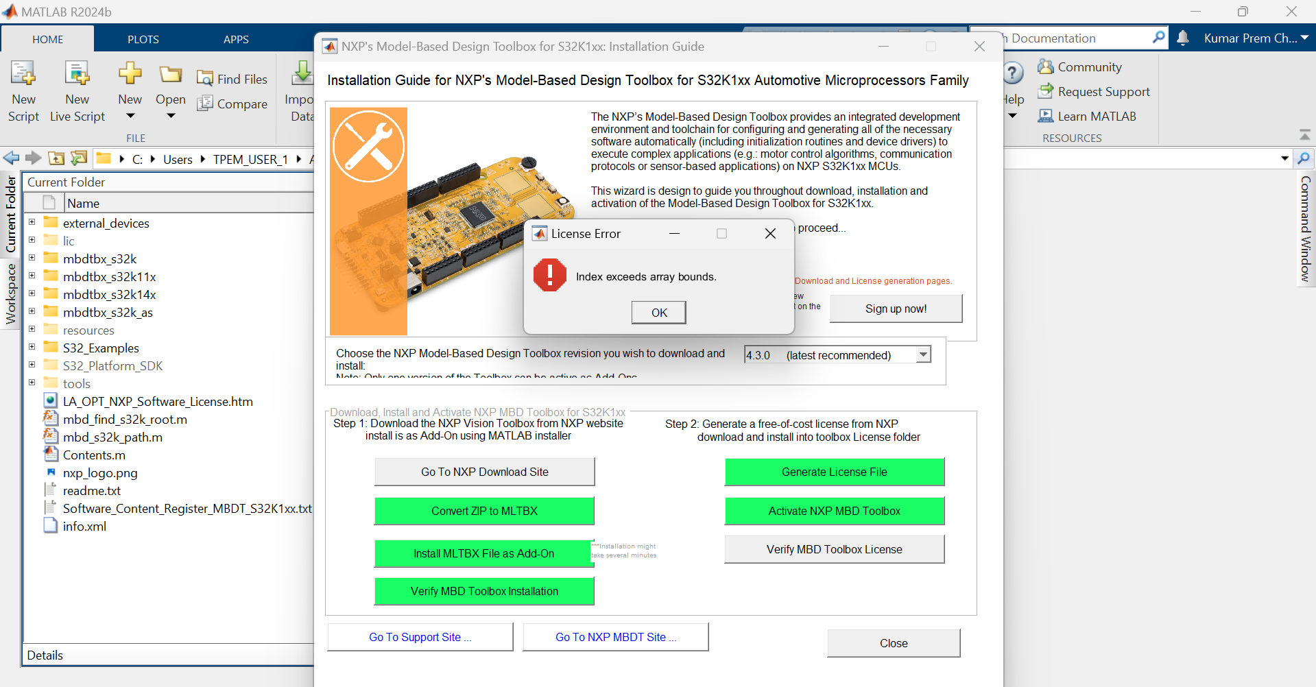 license missing error - NXP Community