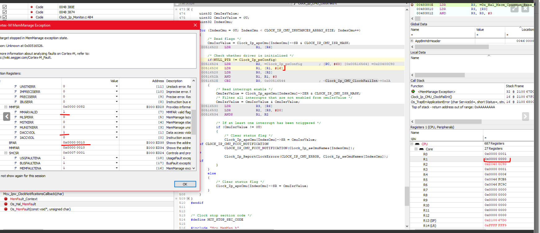 S32k322, Driver Mcu - function Clock_Ip_CMU_ClockFailInt, scheck Test ...