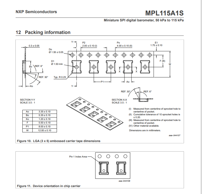 Tape and Reel drawing for MPL115A1ST1 - NXP Community