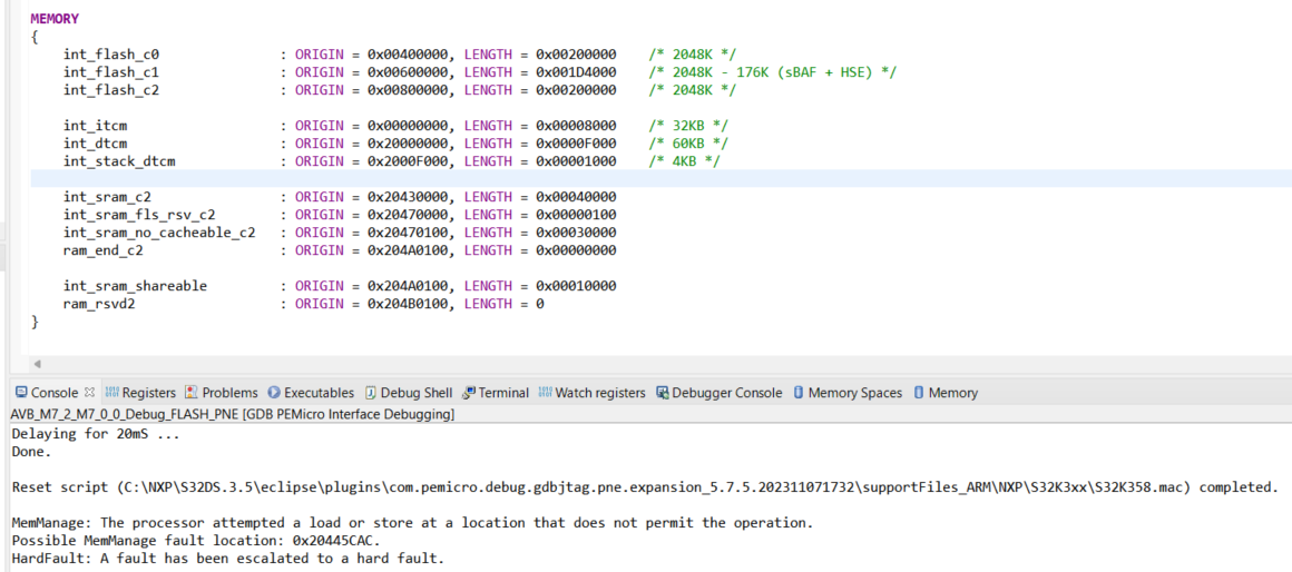 S32K358 - Linker script modification for M7_2 - NXP Community