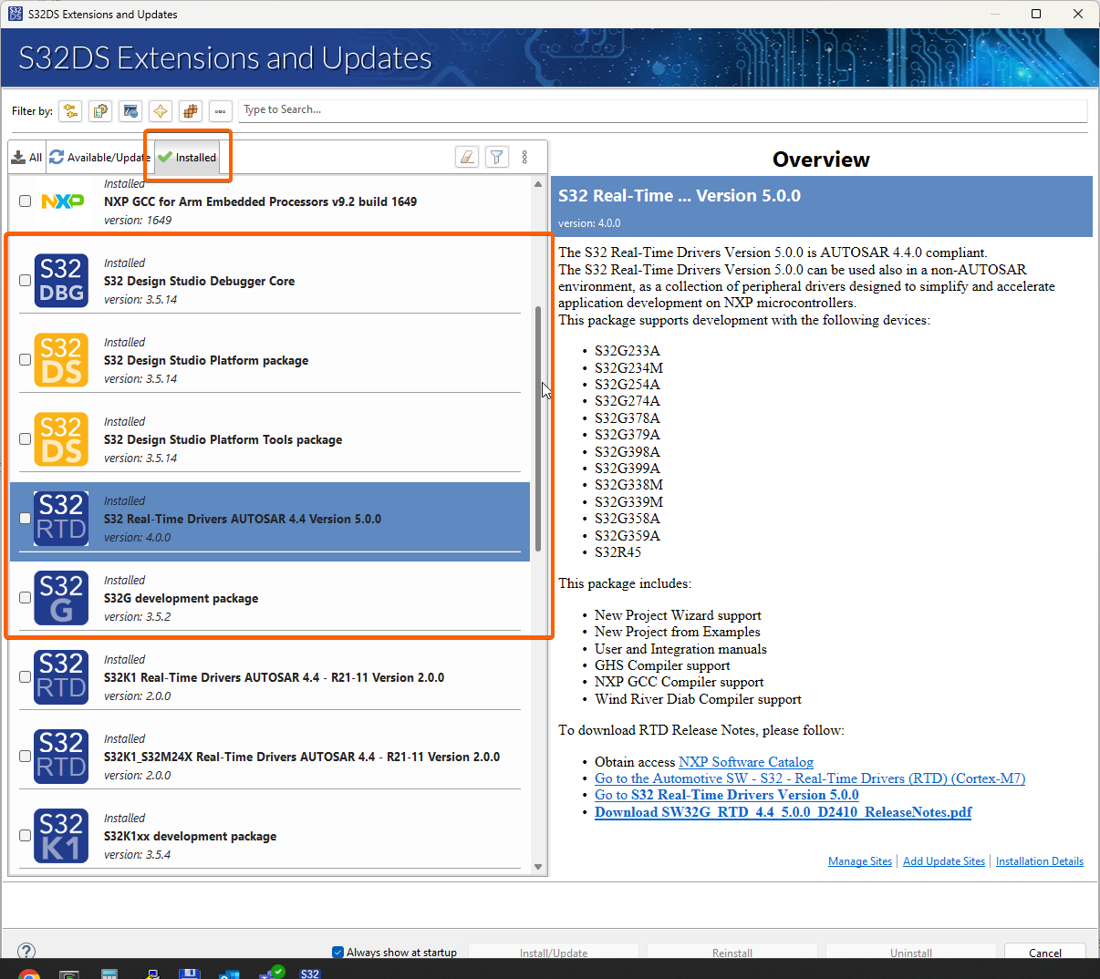 Error when installing RTD 5.0.0 on S32DS 3.5.12 - NXP Community