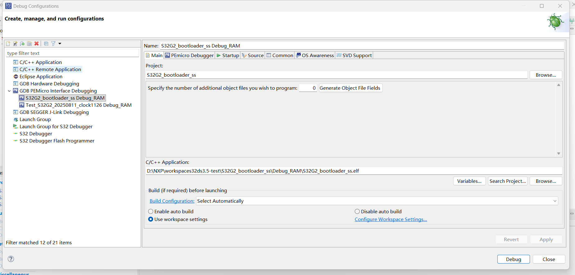 S32DS3.5 debug s32g274 use PEMicro - NXP Community
