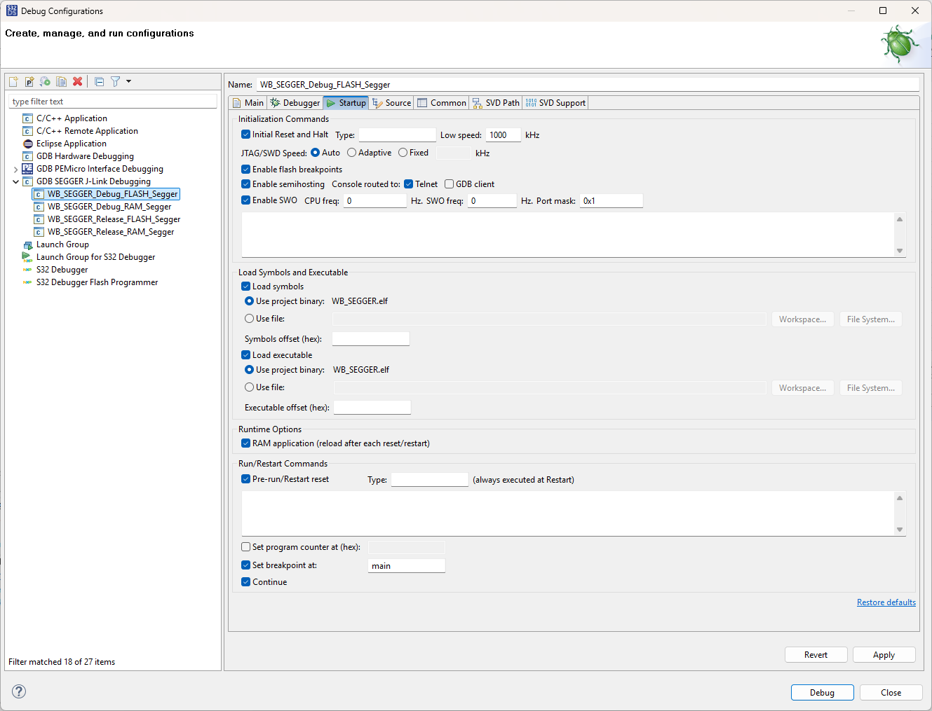 The S32K344 WB board can be connected to the Segger J-Link debugger ...
